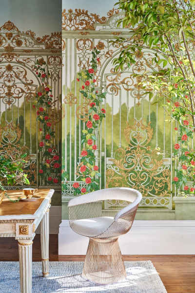 Tapeta Cole & Son Hampton Court Tijou Gate – detal ornamentu, tapety klasyczne Warszawa Tapeta Cole & Son Hampton Court Tijou Gate – detal ekskluzywnego wzoru klasycznej tapety, Warszawa