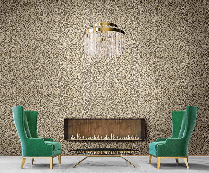 Luxury black marble mock-up wall with expensive green armchairs, Luxury black marble mock-up wall with expensive green armchairs, glass chandelier and modern built-in fireplace, living room, 3d render, 3d illustration