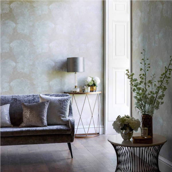 Harlequin-Palmetto-Operetta-Wallpaper-grey-sofa-art-nouveau
