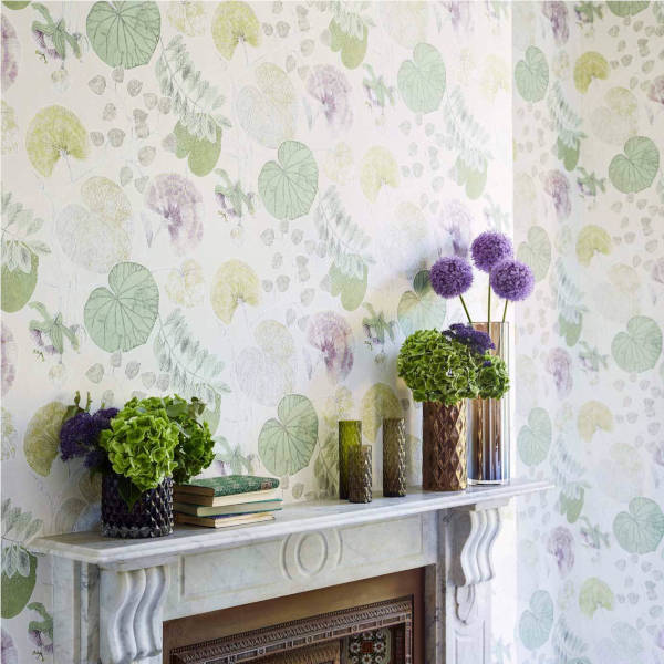 Harlequin-palmetto-dardenella-wallpaper-fire-place-greenery