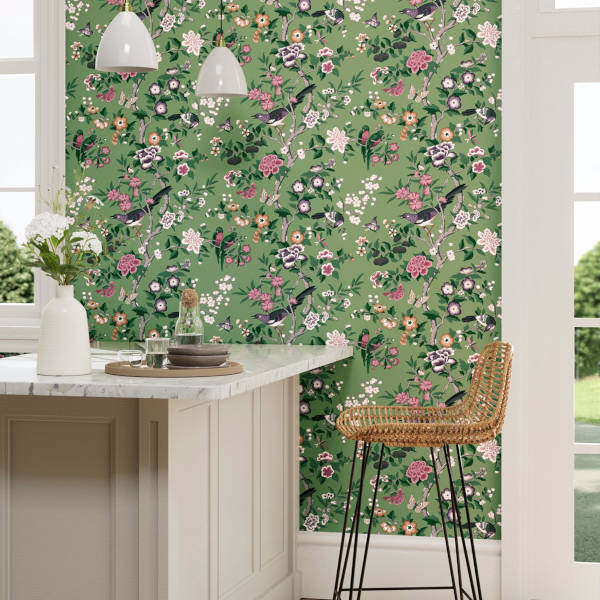 chinoiserie-hall-chinese-green-lotus-pink-wallpaper